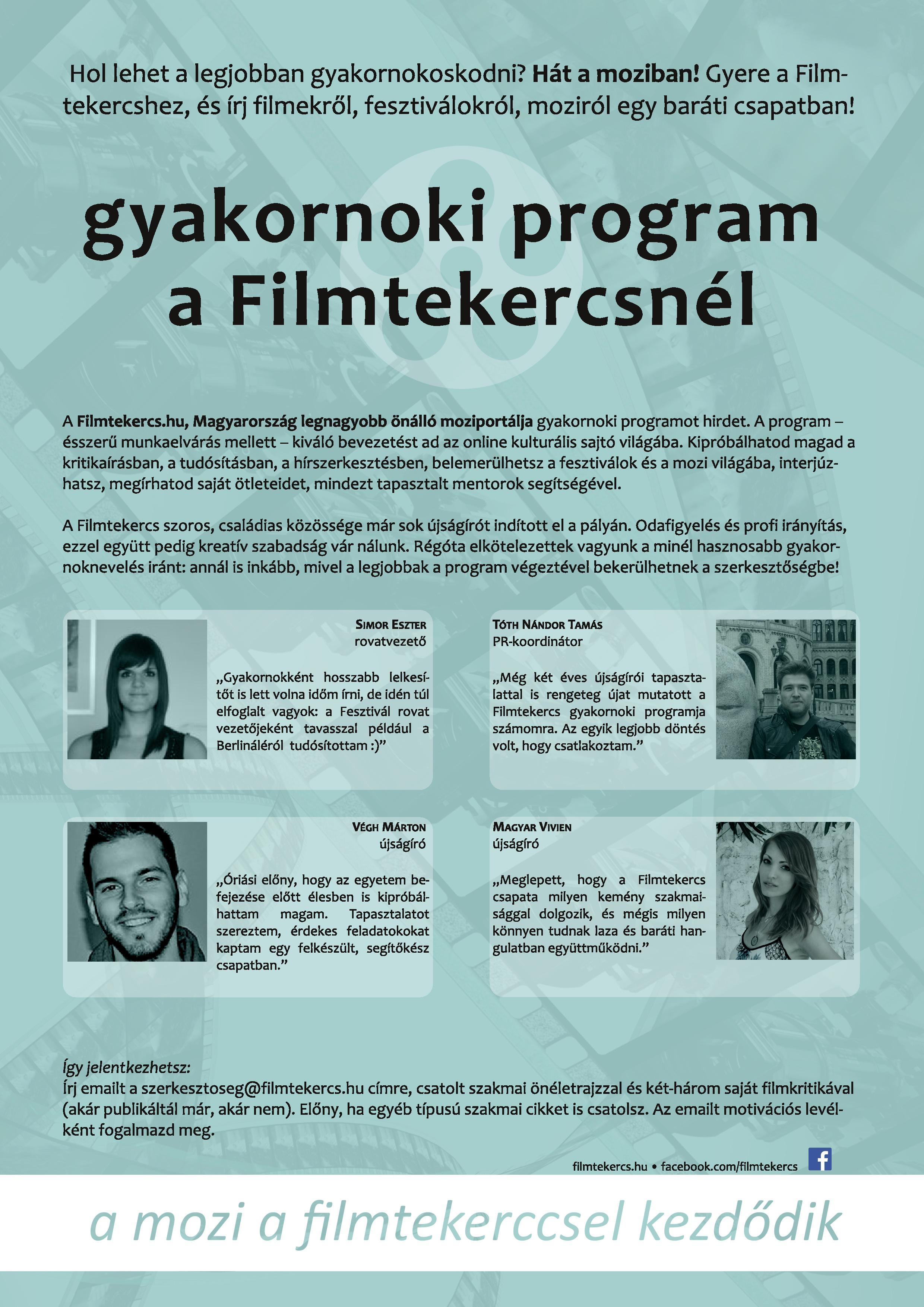 Gyakornoki program (Filmtekercs.hu)