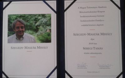 Seregi Tamás kapta a Szegedy Maszák Mihály-díjat!